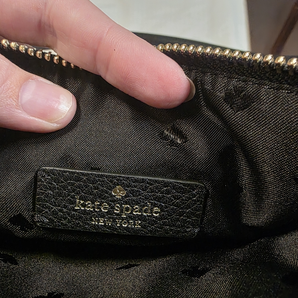 Kate Spade Leila Triple Gusset Pebbled Leather Crossbody Bag Black Like New - Picture 9 of 17